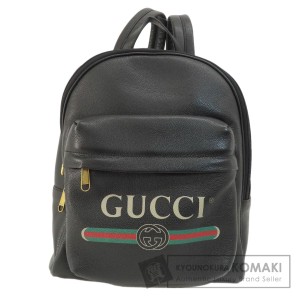 グッチ GUCCI 547834  ロゴプリント  リュック・デイパック カーフ レディース  中古