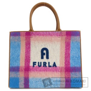 フルラ Furla  アーチロゴ チェック柄  トートバッグ ウール レディース  中古