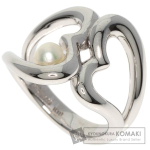 ミキモト MIKIMOTO  パール 真珠 Wハート   リング・指輪 K18ホワイトゴールド レディース  中古