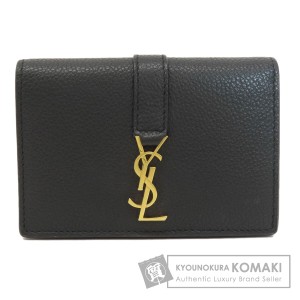 イヴ・サンローラン YVES SAINT LAURENT  ロゴ  カードケース レザー レディース  中古