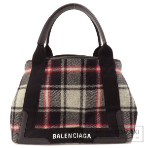 バレンシアガ BALENCIAGA 339933  ネイビーカバス S  トートバッグ ウール レディース  中古