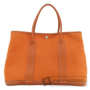 エルメス HERMES  ガーデンパーティPM オレンジ シルバー金具  トートバッグ 中古