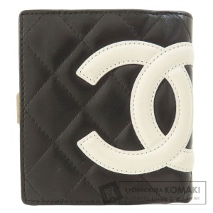 シャネル CHANEL  カンボンライン シルバー金具  二つ折り財布（小銭入れあり） カーフ 中古