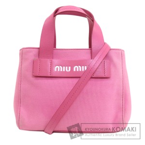 ミュウミュウ MIUMIU  ロゴ 2WAY  ハンドバッグ キャンバス レディース  中古