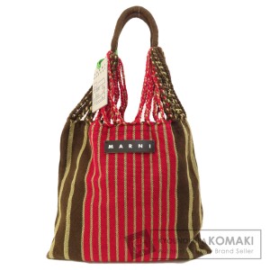 マルニ MARNI  フラワーカフェ ハンモック ストライプ  トートバッグ ポリエステル 中古