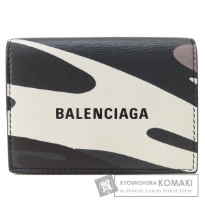 バレンシアガ BALENCIAGA 594312  ロゴ  二つ折り財布（小銭入れあり） レザー レディース  中古