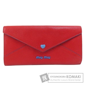 ミュウミュウ MIUMIU  ハートモチーフ  長財布（小銭入れあり） レザー レディース  中古