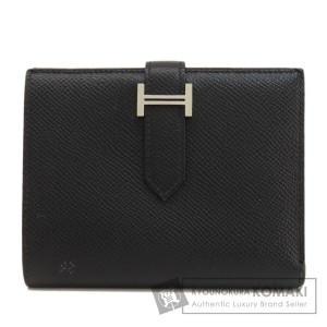 エルメス HERMES  ベアンコンパクト 黒 ブラック シルバー金具  中古