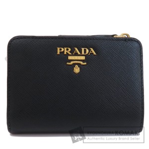 プラダ PRADA  サフィアーノ ロゴ金具  二つ折り財布（小銭入れあり） レザー レディース  中古