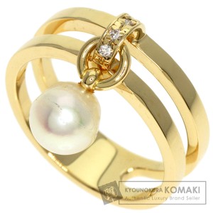 ミキモト MIKIMOTO  パール 真珠 ダイヤモンド  リング・指輪 K18イエローゴールド 中古