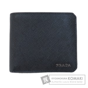 プラダ PRADA 2MO738  ロゴ金具 サフィアーノ  二つ折り財布（小銭入れあり） レザー メンズ  中古