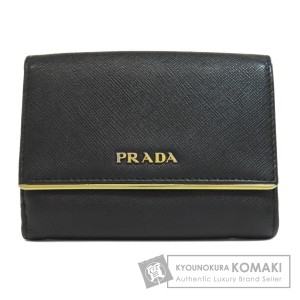 プラダ PRADA 二つ折り財布 限り 財布 サフィアーノレザー レディース グレー系 1ML225 【中古】