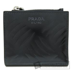 美品】プラダ 二つ折り財布 ヴィッテロ レザー 黒 ネイビー