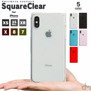 iPhone ケース iPhone XS ケース XR 7 ソフトケース カバー TPU シリコン クリア ストラップ - スクエアクリア