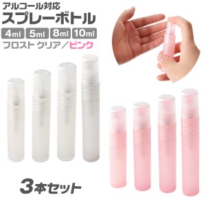 アルコール対応 フロスト スプレーボトル 3本セット 2カラー 4ml 5ml 8ml  10ml 香水 容器 詰め替え ミスト アトマイザー 小分け esuon