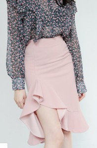 マーメイドラインスカート ひざ丈 大きいサイズ タイト きれいめ 夏 黒 ピンク