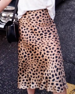 ハイウェストスカート ミモレ丈 豹柄 レオパード柄 大きいサイズ きれいめ 夏