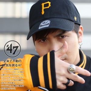 47 キャップ パイレーツ ローキャップ メンズ レディース 春夏秋冬用 黒 MLB Pirates P ロゴ 47brand フォーティセブン 帽子 浅め ぼうし