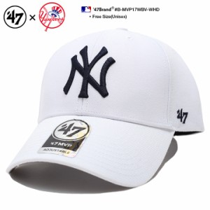 47 キャップ 47brand ニューヨーク ヤンキース 帽子 ローキャップ メンズ レディース 春夏秋冬用 白 MLB NY ロゴ フォーティセブン MVP c