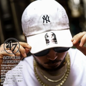 47 キャップ メンズ 白 MLB ヤンキース NY ロゴ フォーティセブン CLEAN UP ニューヨークヤンキース 帽子 cap ローキャップ 浅め ベース