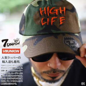 7union キャップ メンズ 緑/黒 セブンユニオン 帽子 cap ローキャップ 浅め ベースボールキャップ おしゃれ HIGH LIFE ハイライフ ロゴ 