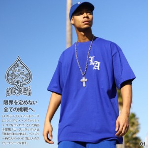 ACE FLAG Tシャツ 半袖 メンズ 青/白/黒 大きいサイズ エースフラッグ おしゃれ シンプル LA エルエー ロゴ ロサンゼルス ギャング ロー