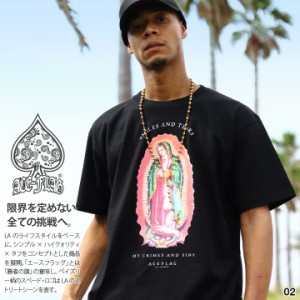 ACEFLAG Tシャツ 半袖 メンズ 白/黒 大きいサイズ エースフラッグ おしゃれ シンプル 聖母 マリア マリア像 ブランドロゴ チカーノ ロー