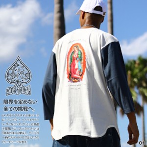 ACEFLAG ロンT メンズ 全3色 大きいサイズ エースフラッグ Tシャツ 長袖 ベースボールシャツ シンプル 聖母 マリア 聖母マリア マリア像 