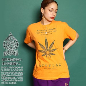 ACEFLAG Tシャツ 半袖 レディース 全4色 大きいサイズ エースフラッグ かわいい キュート シンプル 大麻 マリファナ ヘンプ ロゴ チカー