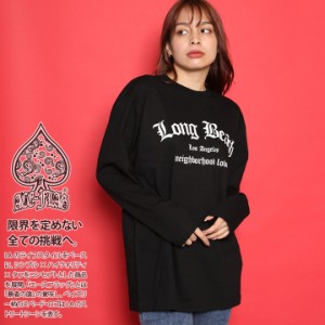 ACEFLAG ロンT レディース 春秋冬用 白/黒 大きいサイズ エースフラッグ Tシャツ 長袖 かわいい キュート シンプル Long Beach ロングビ