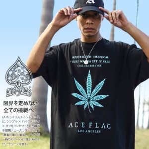 ACEFLAG Tシャツ 半袖 メンズ 黒 大きいサイズ エースフラッグ ミントグリーン ミント ブルー オーバーサイズ 大麻 マリファナ ヘンプ b