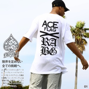 ACE FLAG 上下セット 半袖 Tシャツ ハーフパンツ メンズ 白/黒 大きいサイズ エースフラッグ セットアップ ゆったり パンツ ナンバー 23 