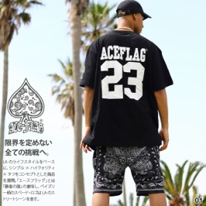 ACE FLAG 上下セット 半袖 ブランド Tシャツ ハーフパンツ 上下 メンズ 黒/白 大きいサイズ エースフラッグ セットアップ パンツ ジャー