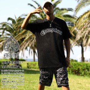 ACE FLAG 上下セット 半袖 ブランド Tシャツ ハーフパンツ メンズ 春夏用 黒 大きいサイズ エースフラッグ セットアップ LA Compton コン