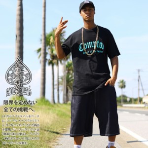 ACE FLAG 上下セット 半袖 Tシャツ デニム ハーフパンツ メンズ 春夏用 黒 大きいサイズ エースフラッグ セットアップ Compton コンプト