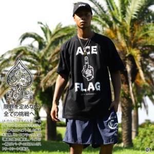 ACE FLAG 上下セット 半袖 ブランド Tシャツ ハーフパンツ メンズ 全2色 大きいサイズ エースフラッグ セットアップ ビッグシルエット 中