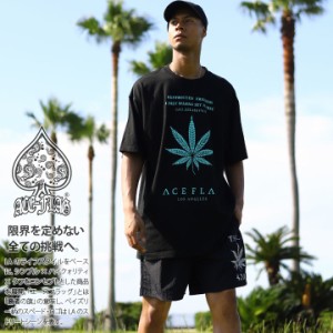 ACE FLAG 上下セット 半袖 ブランド Tシャツ ハーフパンツ 上下 メンズ 春夏用 黒 大きいサイズ エースフラッグ セットアップ ビッグシル