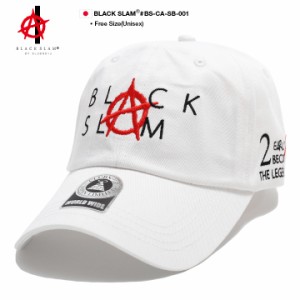 BLACK SLAM キャップ ローキャップ 白 クラブノイズ 帽子 cap 浅め ベースボールキャップ おしゃれ アナーキー Anarchy ロゴ パンク 刺繍