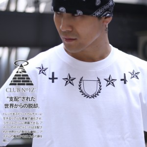 CLUB NO1Z Tシャツ 半袖 メンズ レディース 春夏用 白 黒 大きいサイズ ビッグシルエット クラブノイズ おしゃれ 星 逆さ十字 b系 ヒップ