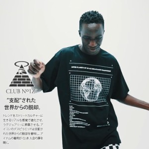 CLUB NO1Z Tシャツ 半袖 メンズ レディース 春夏用 黒/グレー 大きいサイズ 黒シブ クラブノイズ ビッグシルエット ピラミッド 十字架 地