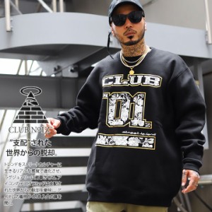 b系 ストリート系 服 メンズ レディース スウェット クラブノイズ CLUB NO1Z CLUBNO1Z 長袖 トレーナー ビッグシルエット 裏起毛 金箔 ナ