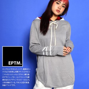 EPTM ロンT パーカー ブランド メンズ フーディ トップス レディース 春秋冬用 グレー エピトミ Tシャツ 長袖 袖ロゴ ライン フード付き 