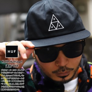 HUF キャップ メンズ 春夏秋冬用 黒 ハフ 帽子 cap 深め フラットバイザー スナップバックキャップ おしゃれ かっこいい シンプル ロゴ 