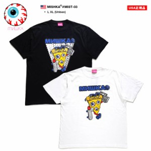 MISHKA Tシャツ 半袖 メンズ 春夏用 黒/白 大きいサイズ ミシカ おしゃれ かっこいい ピザ スケボー サングラス キャラクター ビッグシル