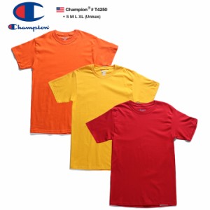 Champion USA Tシャツ 半袖 メンズ レディース 春夏用 オレンジ/ゴールド/赤 S-XL ビッグTシャツ 大きいサイズ チャンピオン USAモデル 