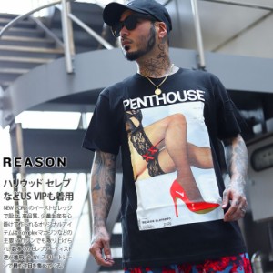 REASON × Penthouse 公式 Tシャツ 半袖 メンズ レディース 春夏用 白 黒 リーズン ペントハウス 限定コラボ イギリス雑誌 ガーターベル