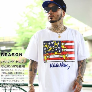 REASON × キースヘリング Tシャツ 半袖 メンズ 白 大きいサイズ Keith Haring 限定 コラボ 公式グッズ リーズン おしゃれ オーバーサイ