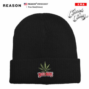 REASON × Cheech & Chong ニットキャップ ニット帽 ビーニー 帽子 メンズ 春夏秋冬用 黒 チーチ&チョン チーチョン 限定 コラボ 公式 リ