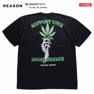 REASON Tシャツ 半袖 メンズ 春夏用 黒 大きいサイズ リーズン おしゃれ かっこいい メッセージ 骸骨 BUDS ばっず バッズ 大麻 マリファ