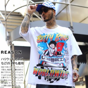 REASON × ベティ ブープ Tシャツ 半袖 メンズ 春夏用 白 大きいサイズ Betty Boop ベティちゃん 限定 コラボ 公式グッズ リーズン おし